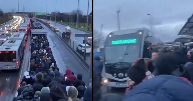 İstanbul’da metrobüs arızalandı seferler aksadı! İşe giden vatandaşlar isyan etti!