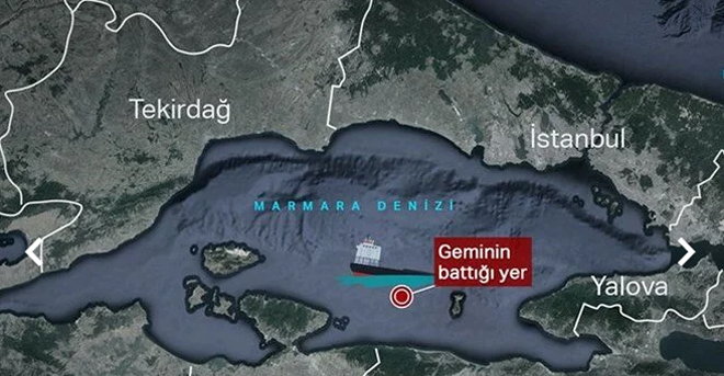 Marmara Denizi’nde kargo gemisi battı