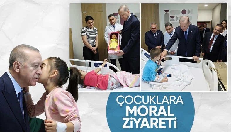 Cumhurbaşkanı Erdoğan, Gaziantep Şehir Hastanesi’nde çocuk hastaları ziyaret etti