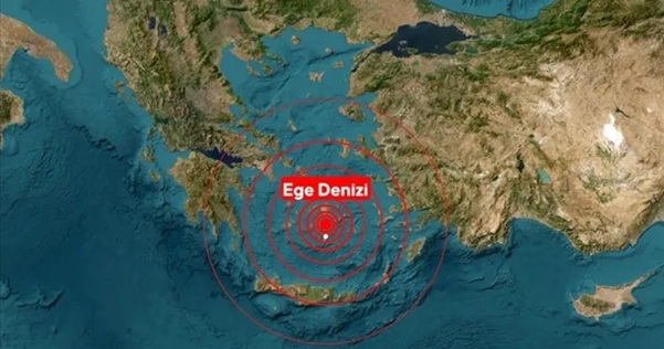 Ege Denizi'nde Richter ölçeğine göre saat 04.14'de 5.1 büyüklüğünde deprem